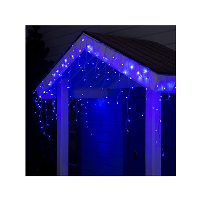 Гирлянда «Бахрома» 3×0.6 м, IP44, УМС, прозрачная нить, 160 LED, свечение синее, 220 В