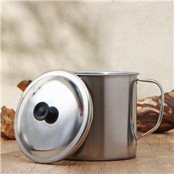 Кружка «Вестерн», 680 мл, d=11 см, с крышкой, нержавеющая сталь, хромированная