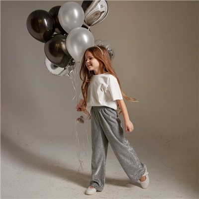 Брюки нарядные для девочки KAFTAN размер 30 (98-104 см), серебряный