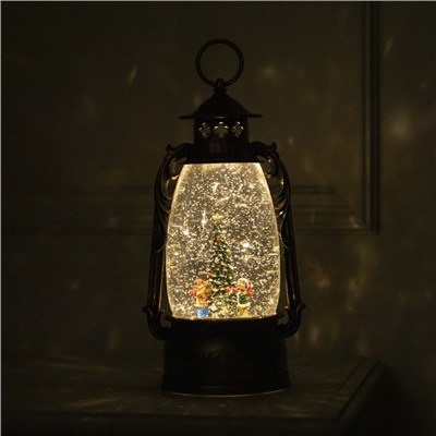 Светодиодная фигура «Фонарь с детьми и ёлкой» 15×30×12.5 см, пластик, батарейки ААх3 (не в комплекте), USB, свечение тёплое белое