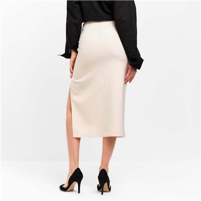 Юбка миди со сборкой женская MIST: Classic Collection, размер 48, бежевая