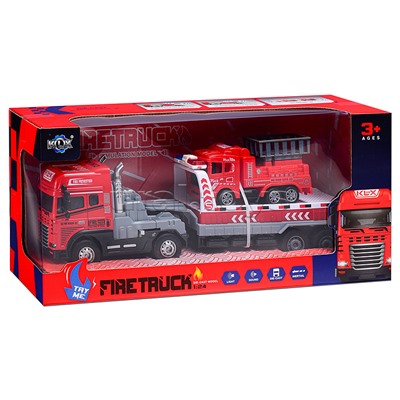 Машина "Перевозчик пожарной техники" (свет,звук) в коробке