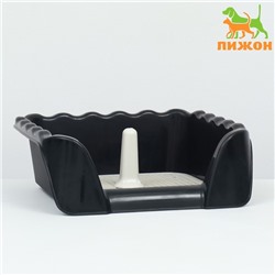 Туалет для собак с высокими бортами и съемной сеткой 43×43×15 см, чёрный
