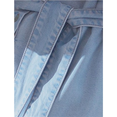 Длинное платье-рубашка с поясом и разрезами из джинсового лиоцелла