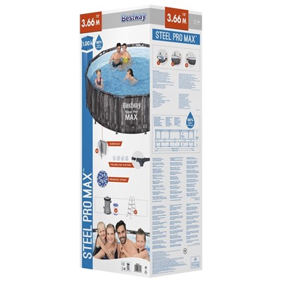 Бассейн каркасный Bestway Steel Pro Max 5614X, 366×100 см, фильтр-насос, лестница, круглый