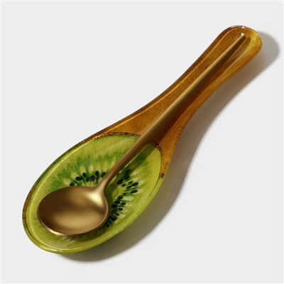 Подставка под ложку Доляна «Романтичный киви», 23.5×8.3×1.5 см, стекло