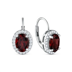 Кольцо из серебра с гранатом и кубическим цирконием родированное 925 пробы GTR-2172-G