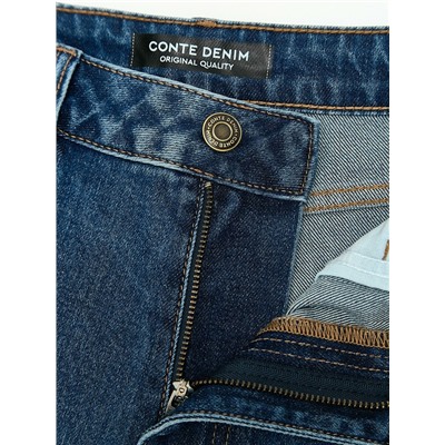 Актуальная коллекция CONTE CON-814 Синие джинсы relaxed mom с эффектом потёртостей