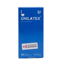 Классические презервативы Unilatex Natural Plain - 12 шт. + 3 шт. в подарок