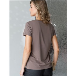 Нарядная футболка с принтом фольгой из премиального хлопка с эластаном