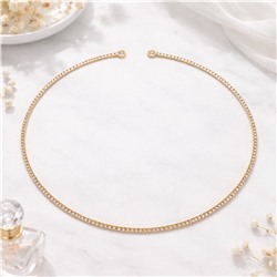 Колье-чокер тонкое со стразами, цвет золотистый, арт.007.272