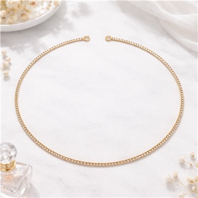 Колье-чокер тонкое со стразами, цвет золотистый, арт.007.272