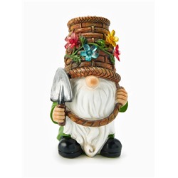 Садовая фигура из полистоуна «Гном с лопатой», 24×14×13.5 см, с подсветкой