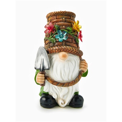 Садовая фигура из полистоуна «Гном с лопатой», 24×14×13.5 см, с подсветкой