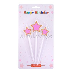 Набор свечей праздничных "Розовые звёзды"