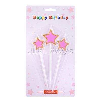 Набор свечей праздничных "Розовые звёзды"