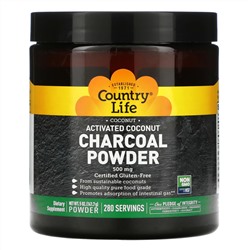 Country Life, Natural Activated Coconut Charcoal Powder, 500 mg, 5 oz (141.7 g)