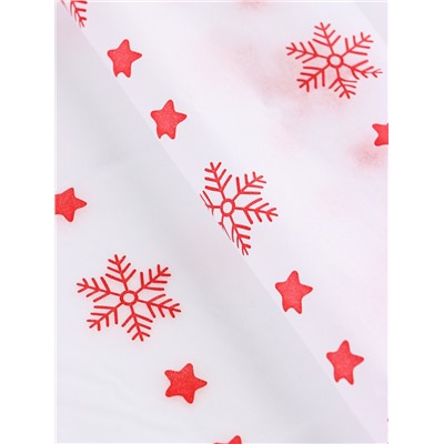 Бумага новогодняя упаковочная тишью «Снежинки со звездами», 50×66 см