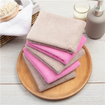 Махровые полотенца «Этель» Hi, baby, 30×30 см - 5 шт., хлопок 100%