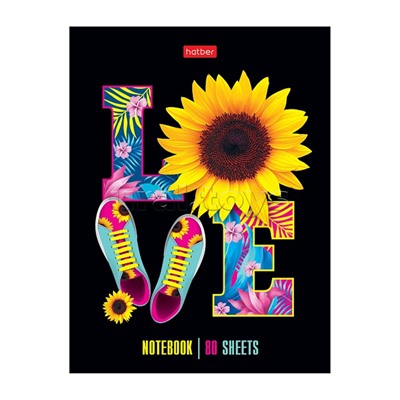 Записная книжка 80л. А6ф клетка "LOVE" тв.переплет глянц. ламин.