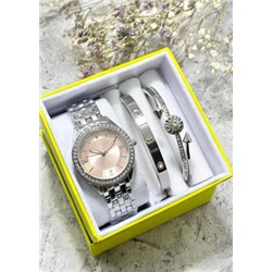 Подарочный набор для женщин часы, 2 браслета + коробка #22853021