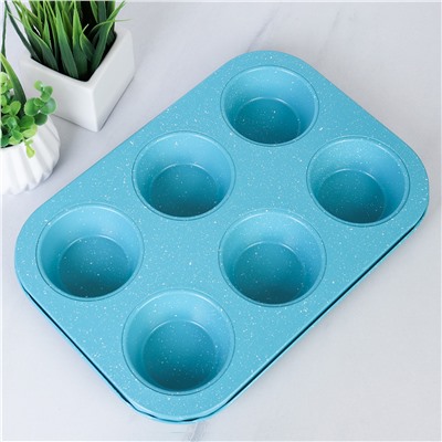 Форма для выпечки кексов и капкейков 6 ячеек 26х18 см / d-6;h-3 / RSD-11 /уп 100/ 0,18/ антипригарное