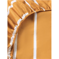 Простыня на резинке 1.5-спальная «Этель» Mustard stripes, 140×200+25 см, поплин