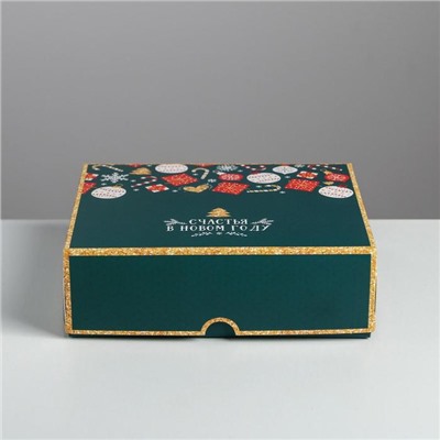 Упаковка для кондитерских изделий новогодняя «Счастья в Новом году», 20×17×6 см