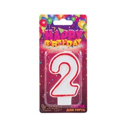 Свеча для торта цифра "2" 12шт