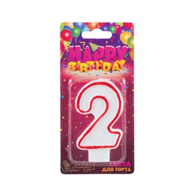 Свеча для торта цифра "2" 12шт