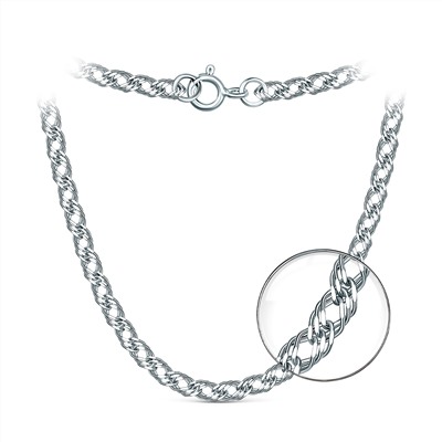 Цепь из серебра родированная - Тройной ромб, 65 см ТРГр-40р65,0