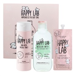 Happy Lab Набор очищающих средств для ухода за молодой кожей / Тоник, мицеллярная вода, очищающая маска, 200 мл, 300 мл, 20 мл 23775