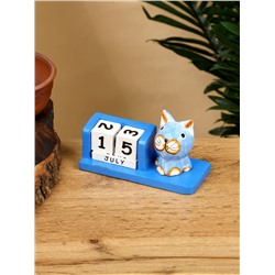 Календарь настольный «Котик», 13×6×7 см, дерево, синий