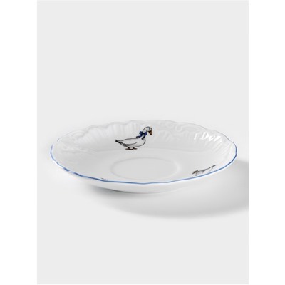 Блюдце Cmielow «Рококо. Гуси», d=12.5 см, фарфор, белое