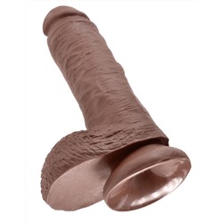 Коричневый фаллоимитатор 8  Cock with Balls - 21,3 см.