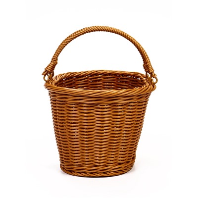 Корзина плетёная для хранения, 25×19×15 см, ручка h=17 см, пластиковая, коричневая