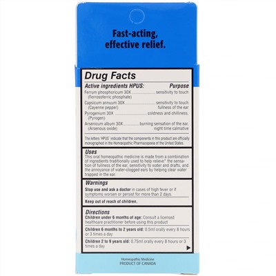 Homeolab USA, Kids Relief, Ear Relief Oral Liquid, For Kids 0-9 Yrs, Grape Flavor, 0.85 fl oz (25 ml)