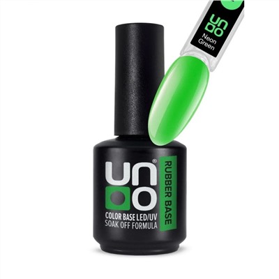 Uno Камуфлирующее базовое покрытие для гель-лака / Rubber Color Base Gel, Neon Green, 12 г 20451
