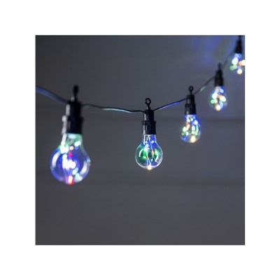 Гирлянда «Белт-лайт» 5 м с насадками «Роса», IP44, УМС, тёмная нить, 50 LED, свечение мульти, 3 В