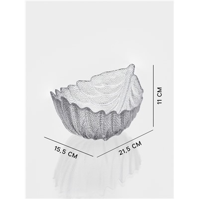 Набор салатников «Лист», 3 шт., размер 1 шт.: 21.5×15.5×11 см, стекло, прозрачный