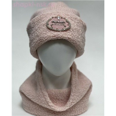 Тедди МА овал Комплект женский флис (шапка+снуд) (56-58)
