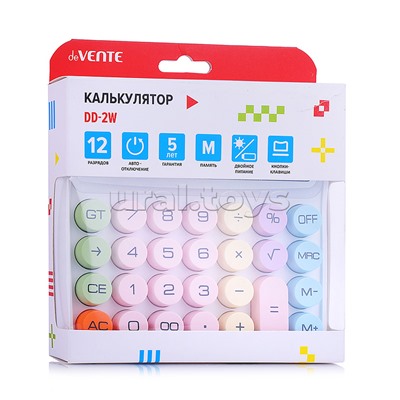 Калькулятор настольный DD-2, 150x145x35 мм, 12 разрядный, двойное питание, работа с памятью, автоматическое вычисление процентов, квадратного корня, клавиша "00" коррекция последнего введенного значения, автоматическое отключение, прорезиненные ножки, кру
