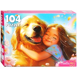 Пазлы 104 "Девочка с любимой собакой"