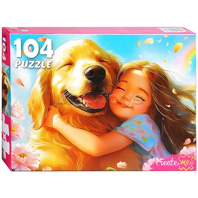 Пазлы 104 "Девочка с любимой собакой"