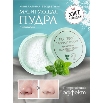 Бесцветная минеральная матирующая  пудра No Sebum Mineral Powder