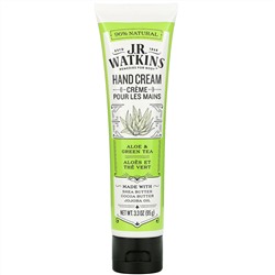J R Watkins, Hand Cream, Aloe & Green Tea, 3.3 oz (95 g)