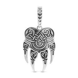 Подвеска-оберег из чернёного серебра - Лапа (Печать Велеса наделяет своего обладателя волчьей силой, выносливостью, упорством, храбростью, защищает от всех невзгод и болезней. Волчья лапа придаёт чело 925 пробы п026ч