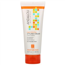 Andalou Naturals, Крем для укладки волос, аргановое масло и масло ши, насыщение влагой, 6,8 жидких унций (200 мл)