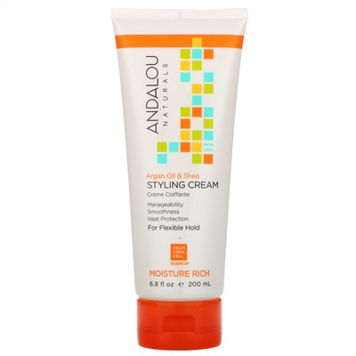 Andalou Naturals, Крем для укладки волос, аргановое масло и масло ши, насыщение влагой, 6,8 жидких унций (200 мл)