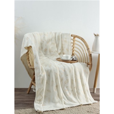 Плед «Этель. Перья», 150×200 см, корал-флис